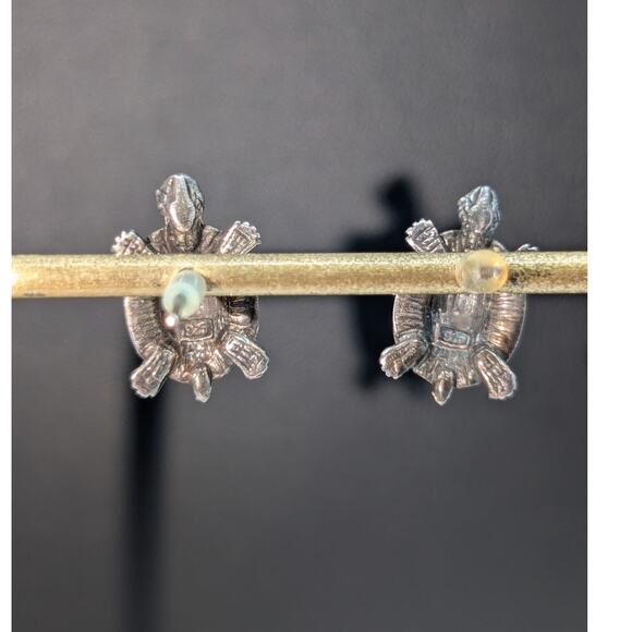 Vintage 925 Sterling Silver Abalone Turtle Post Earrings - Picture 4 of 6